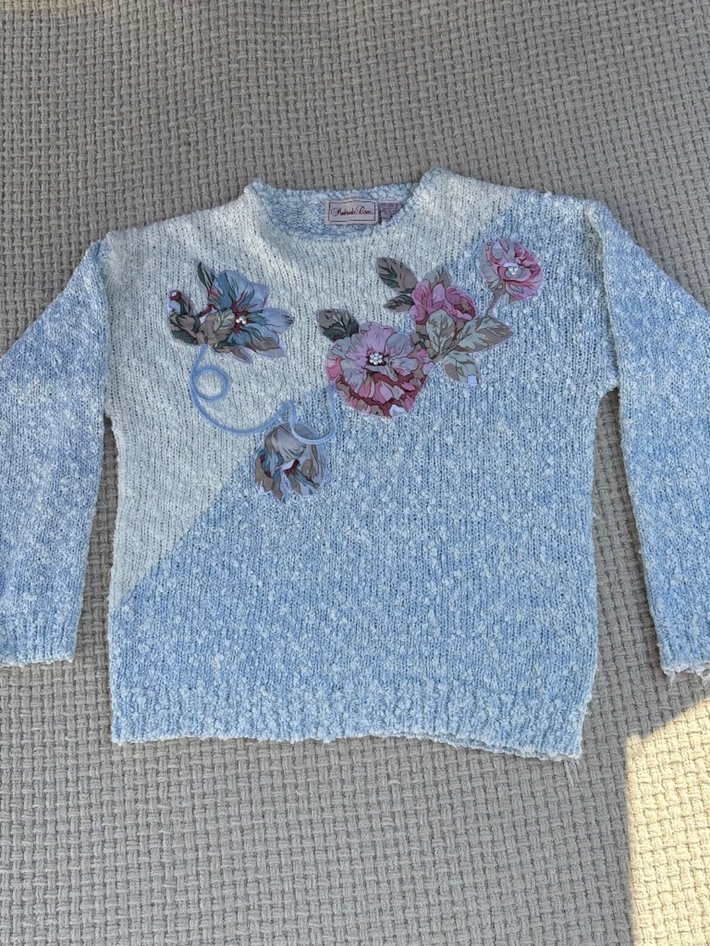 Vintage 80s Coastal Grandma Cozy Sweater Embroidered (M)
